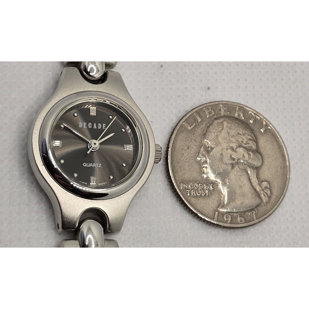 Women's Decade Round Black Dial Silver Tone Case Bracelet Band Quartz Watch 04 - Picture 7 of 9